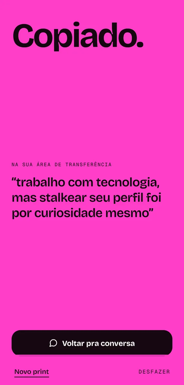 Tela “Copiado.” com a frase escolhida na área de transferência.